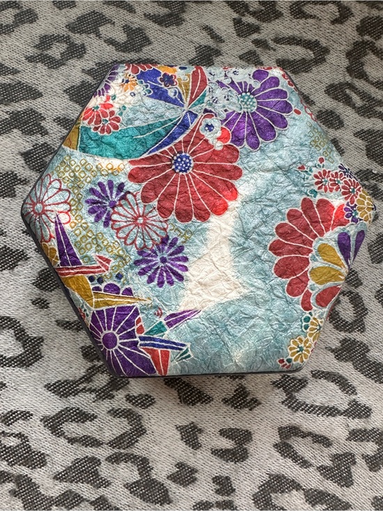 Other - Hexagonal Floral Decorative Box in Teal, Red, Purple